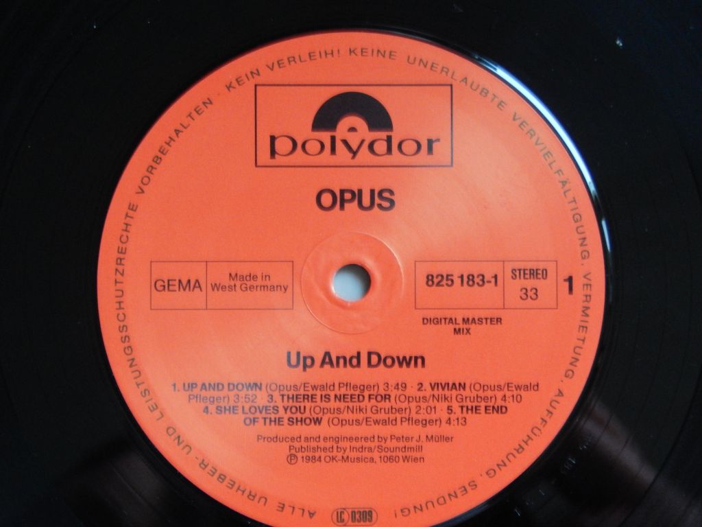 Opus ‎– Up And Down  (Polydor ‎– 825 183-1 Y, Germany) NM-/NM - фото фото фото 2