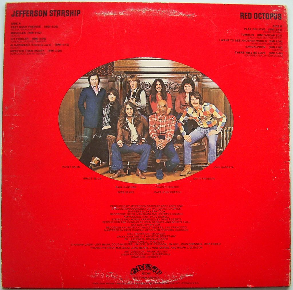 JEFFERSON STARSHIP Red Octopus LP VG  (-)/VG++ - фото фото фото 1