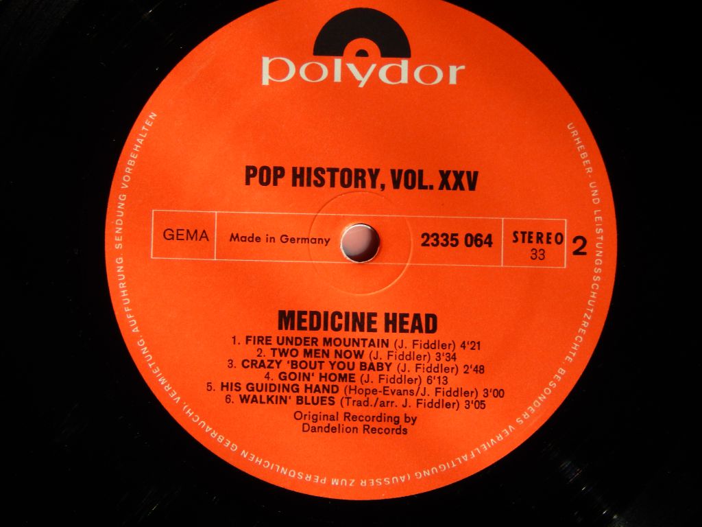 Medicine Head ‎– Pop History Vol 25  (Polydor ‎– 2625 026, Germany) EX+/EX+/EX+ - фото фото фото 6