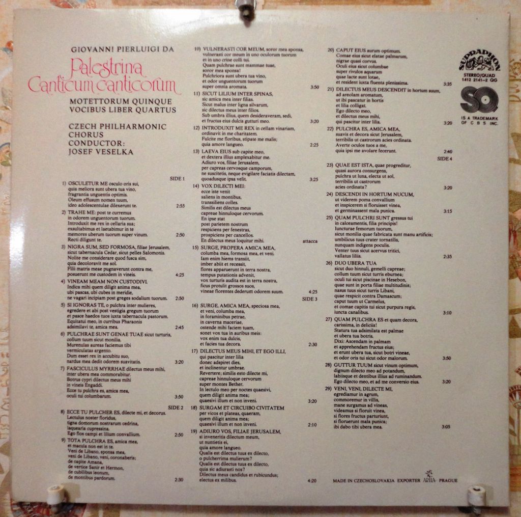 Palestrina,Josef Veselka - The Song Of Songs    NM/Mint/Mint - фото фото фото 2