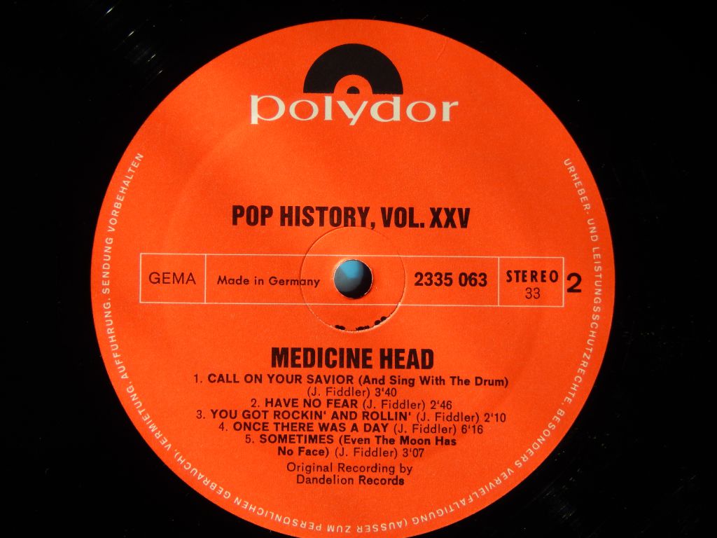 Medicine Head ‎– Pop History Vol 25  (Polydor ‎– 2625 026, Germany) EX+/EX+/EX+ - фото фото фото 4