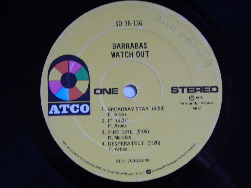 Barrabas ‎– Watch Out  (ATCO Records ‎– SD 36-136, US) EX+/EX+ - фото фото фото 2