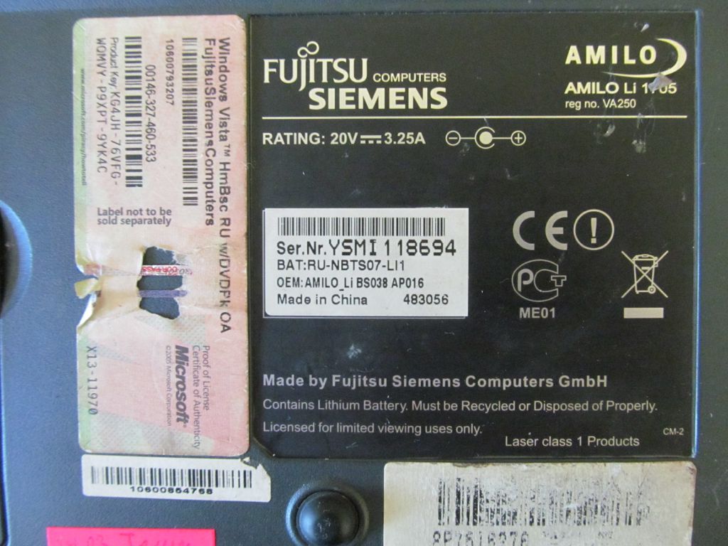 Корпус от ноутбука Fujitsu siemens amilo Li 1705 низ - фото фото фото 2