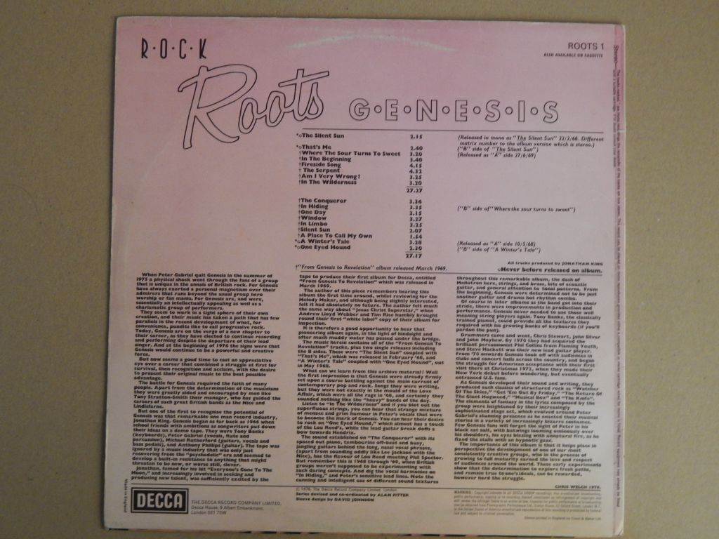 Genesis ‎– Rock Roots   (Decca ‎– ROOTS.1, UK) EX+/EX+ - фото фото фото 1