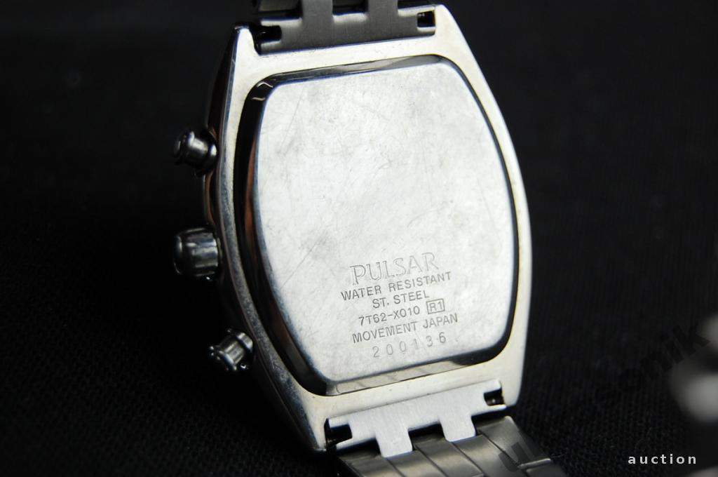 Годинник наручний хронограф PULSAR WR 30м мех.Seiko кал.7T62 черный Japan Вживане - фото фото фото 3