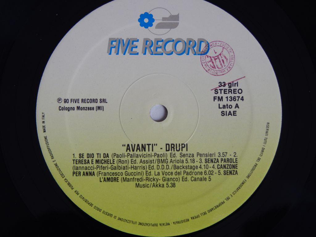 Drupi ‎– Avanti   (Five Record ‎– FM 13674, Italy) NM-/NM- - фото фото фото 2