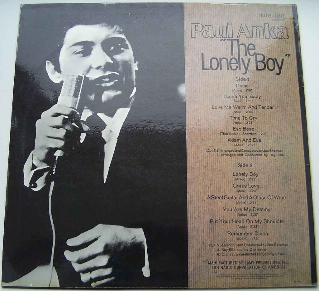 PAUL ANKA ‎ The Lonely Boy LP VG++/EX - фото фото фото 1