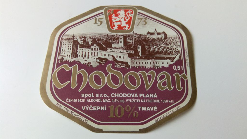 Этикетка пивная Chodovar. Чехия. - фото фото фото 0