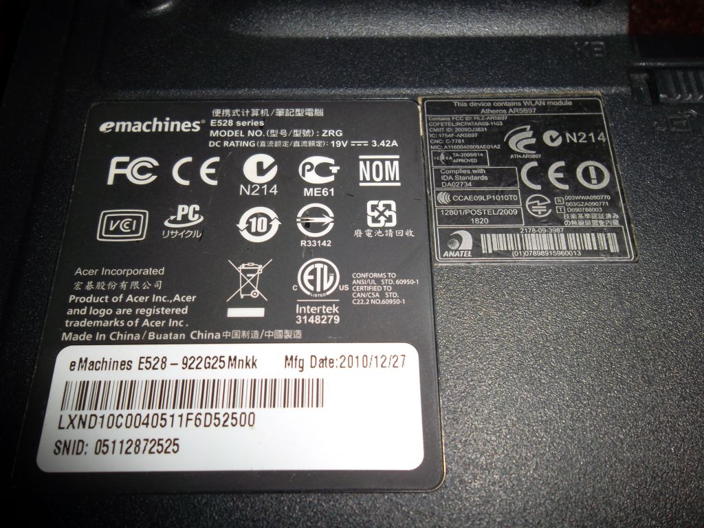Корпус Acer E528 нижня часть (дно, корыто) - фото фото фото 4