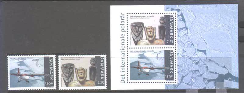 Авиация . Дания 2007 г  MNH - полярный год - блок + марки - фото фото фото 0