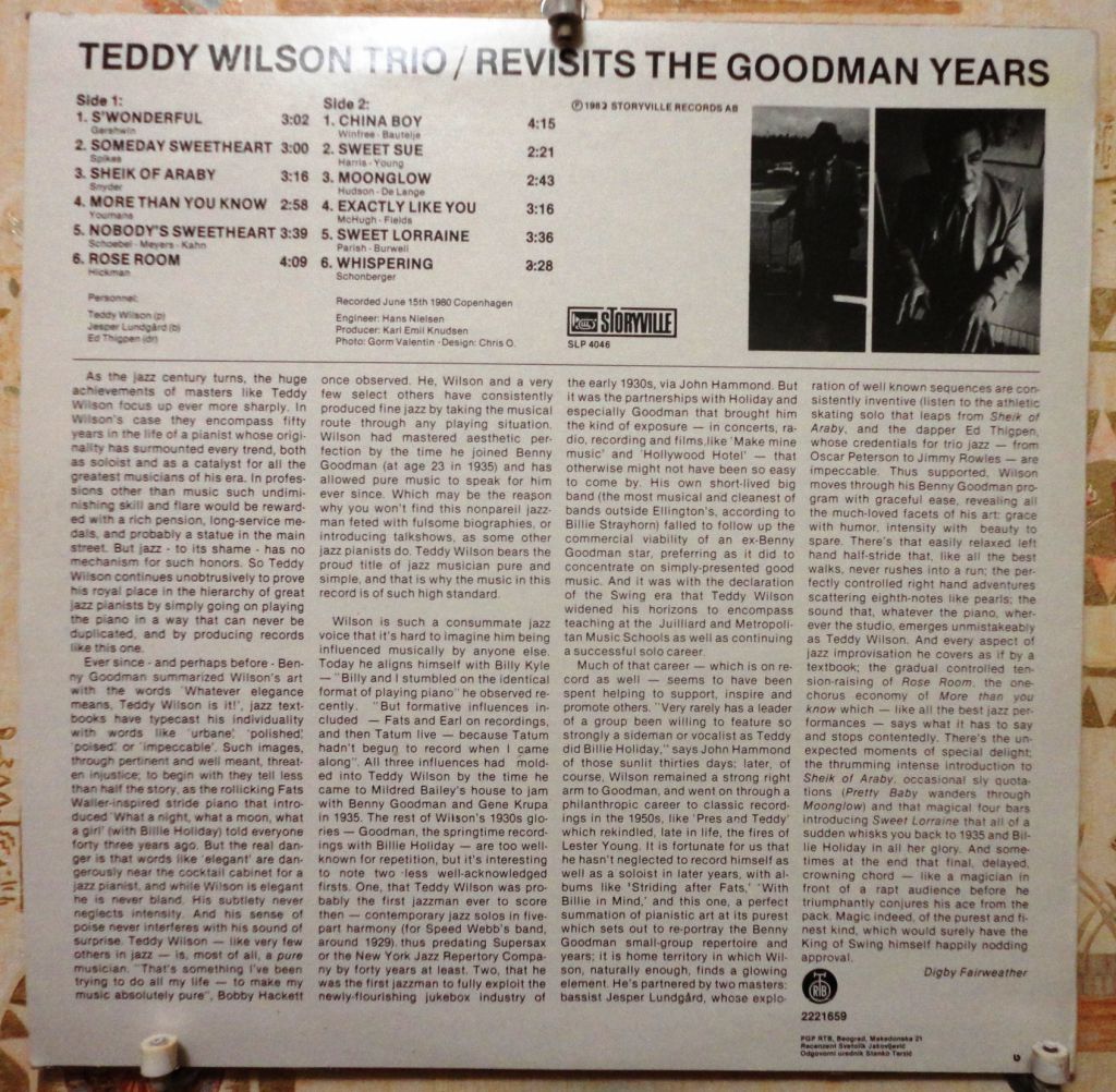 Teddy Wilson Trio - Revisits The Goodman Years  NM/EX+ - фото фото фото 1