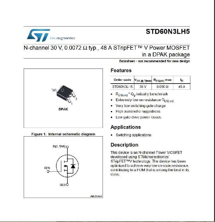 MOSFET STD60N3LH5      (60N3LH5) - фото фото фото 2