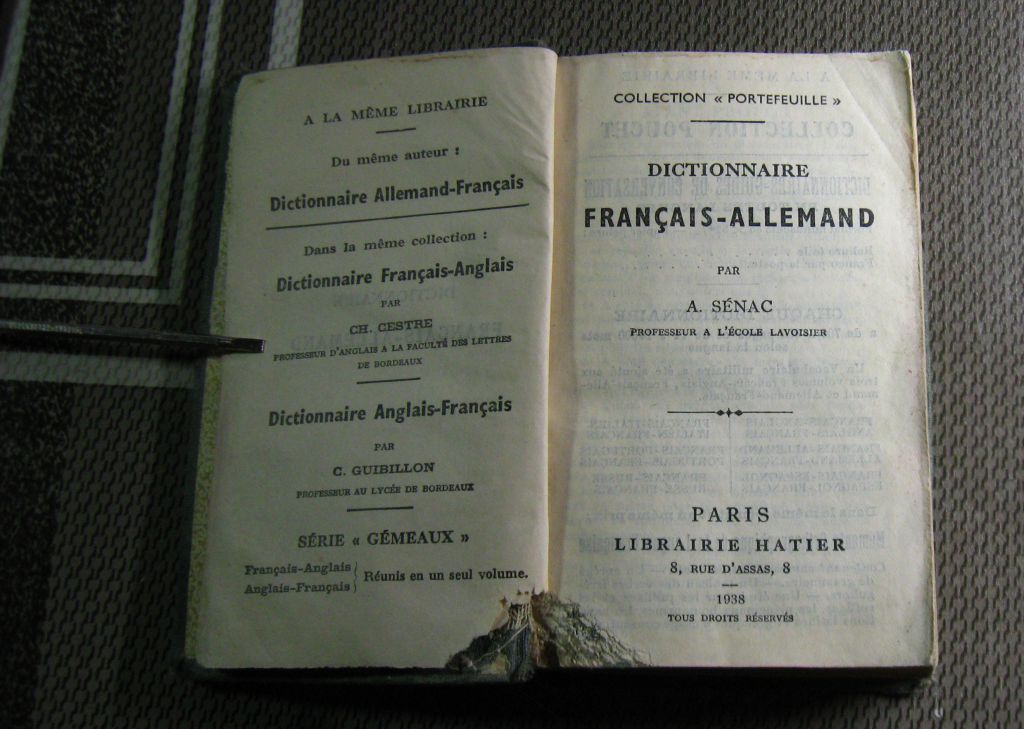 Словарь французко-немецкий 1938 г Paris Librairie Hatier - фото фото фото 2
