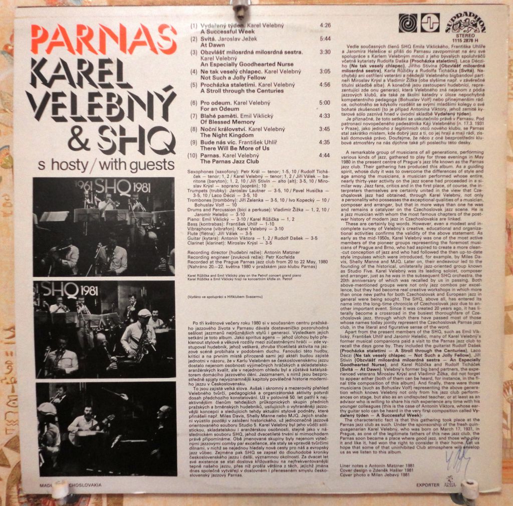 Karel Velebny &amp; SHQ - Parnas  NM/NM+ - фото фото фото 1