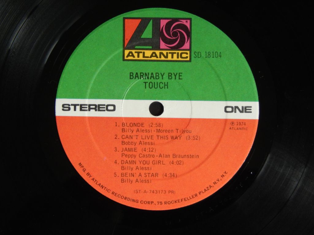 Barnaby Bye ‎– Touch 1974  (Atlantic ‎– SD 18104, USA) EX+/EX+ - фото фото фото 3