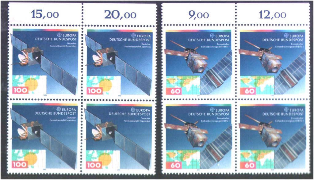 EU Германия 1991 г  MNH в квртблоках - фото фото фото 0