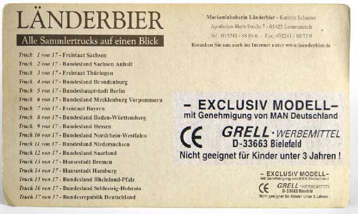 Модель грузовика МАN #8, GRELL Modell 1:87 Germany - фото фото фото 6