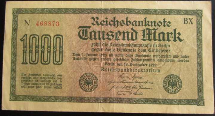 1000 марок 1922 состояние aXF/XF без резерва! - фото фото фото 0