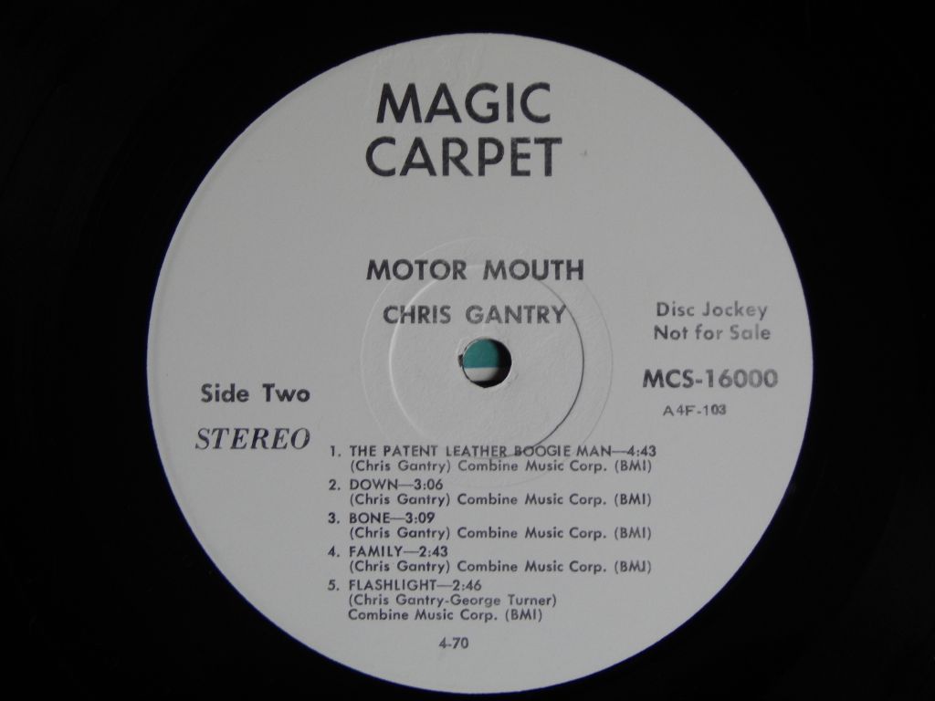 Chris Gantry ‎– Motor Mouth  (Magic Carpet – MCS-16000, Promo, US) EX+/EX+ - фото фото фото 3
