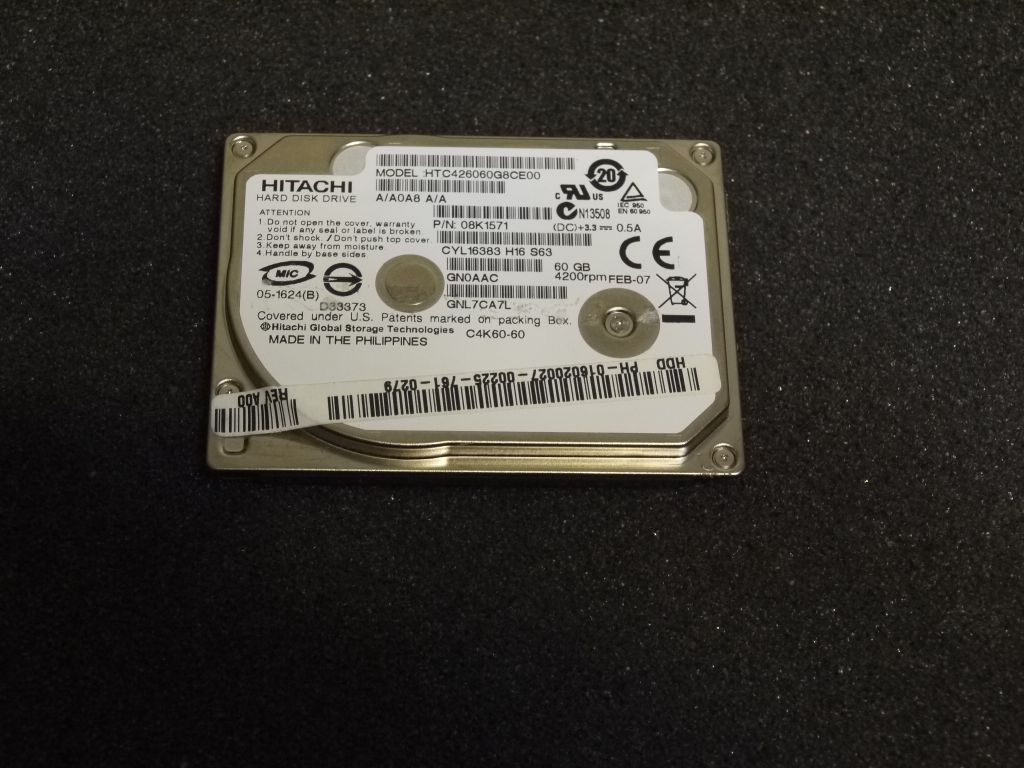 HDD 1.8" 60GB ZIF IDE Hitachi HTC426060G8CE00 - фото фото фото 1
