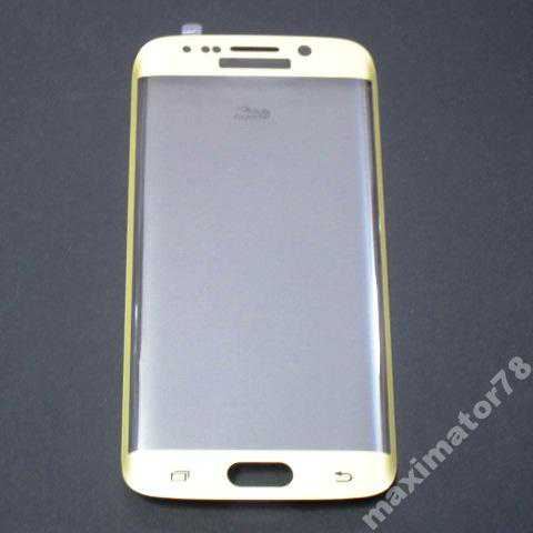ЗАЩИТНОЕ СТЕКЛО GLASS FULL 3D Samsung S6 Edge G925 golden - фото фото фото 1