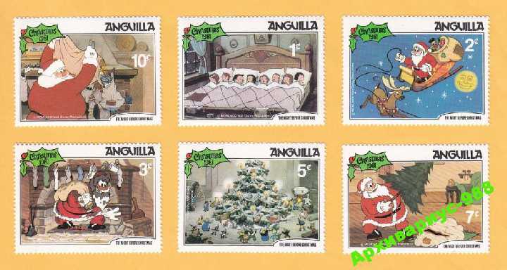 ЖИВОПИСЬ 1981 АНГИЛЬЯ Фауна ДИСНЕЙ Мультфильмы MNH - фото фото фото 0