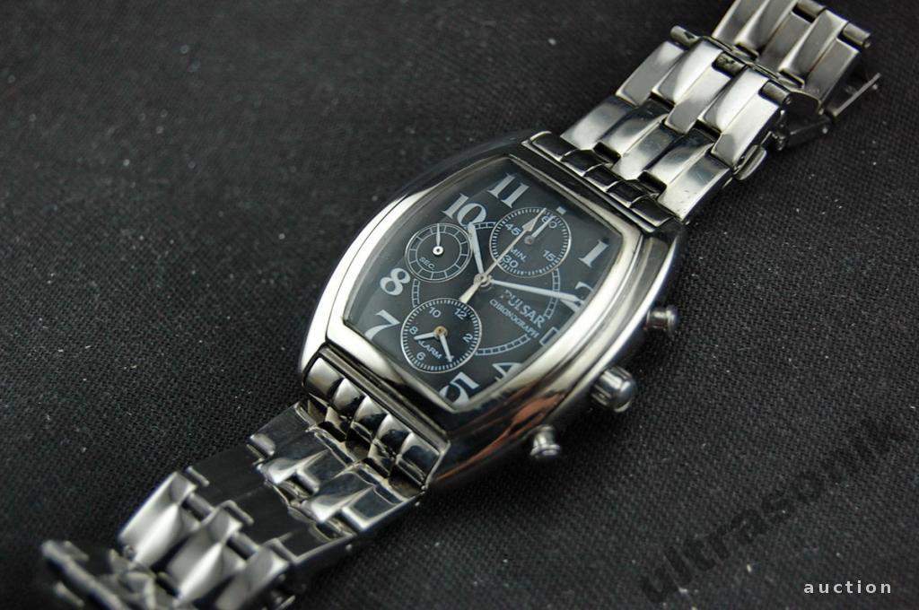 Годинник наручний хронограф PULSAR WR 30м мех.Seiko кал.7T62 черный Japan Вживане - фото фото фото 5