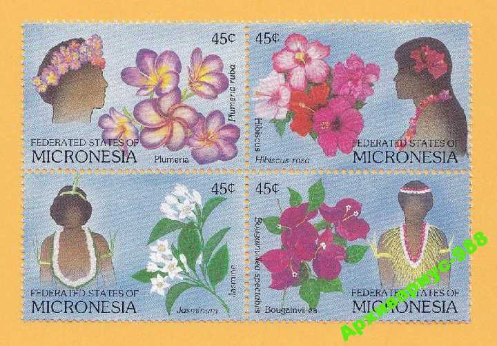 МИКРОНЕЗИЯ 1989 Фольклор Мода Этника Флора 4 MNH** - фото фото фото 0
