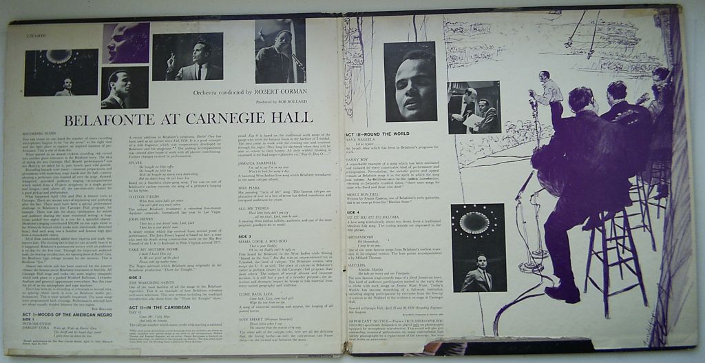 BELAFONTE Belafonte At Carnegie Hall 2LP VG/G+ - фото фото фото 1