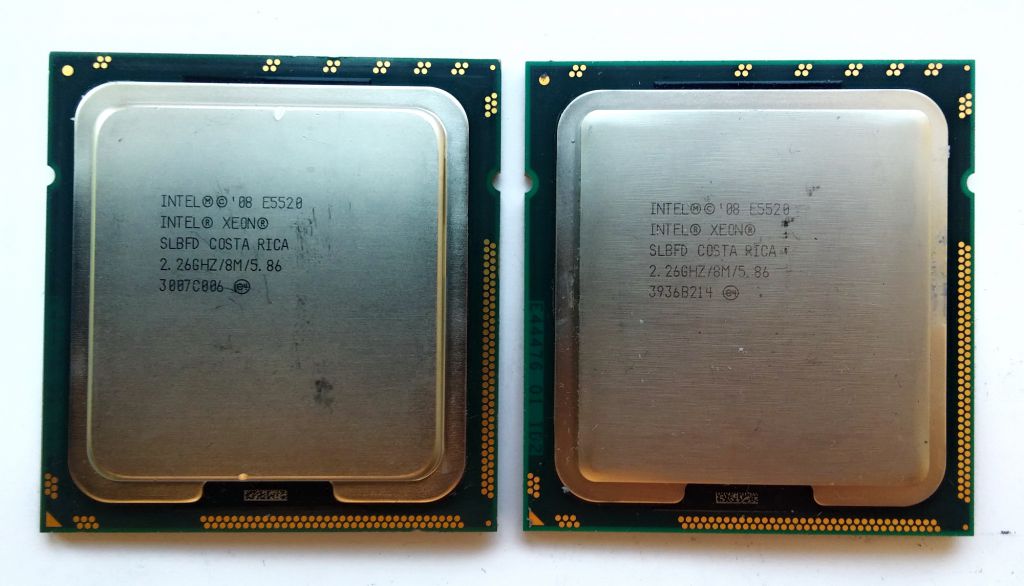 Пара 4х ядерных Intel Xeon E5520 2.26GHz, 8M 5.86GT/s LGA1366 Вживане - фото фото фото 0
