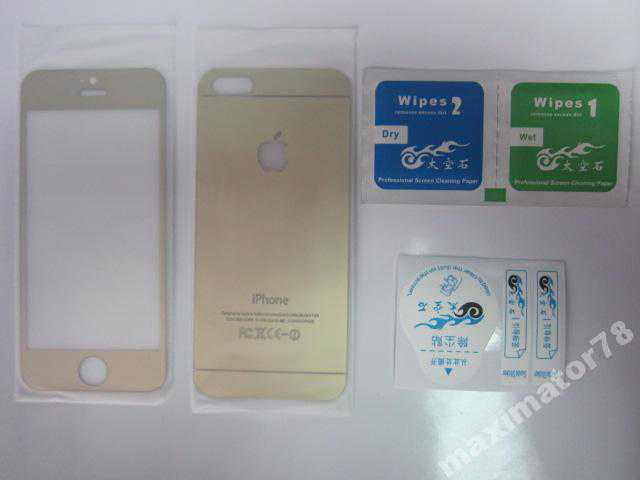 ЗАЩИТНОЕ СТЕКЛО Apple iPhone 5 GLASS Gold 2 штуки - фото фото фото 1
