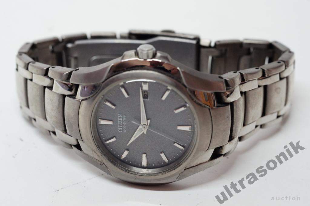 Годинник TITANIUM CITIZEN Eco-Drive 100м. дата серый циферблат №2 Вживане - фото фото фото 2