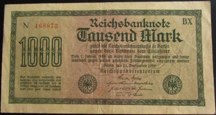 1000 марок 1922 состояние aXF/XF без резерва! - фото фото фото 1