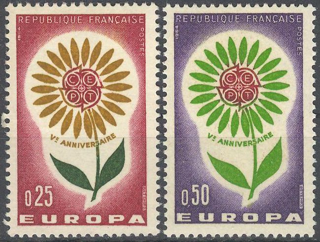 Франция 1964 Европа CEPT Mi 1490-1491 MNH - фото фото фото 0