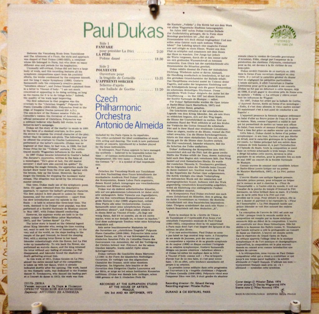 Paul Dukas, CPOrchestra, Antonio De Almeida  NM/Mint глянец - фото фото фото 1