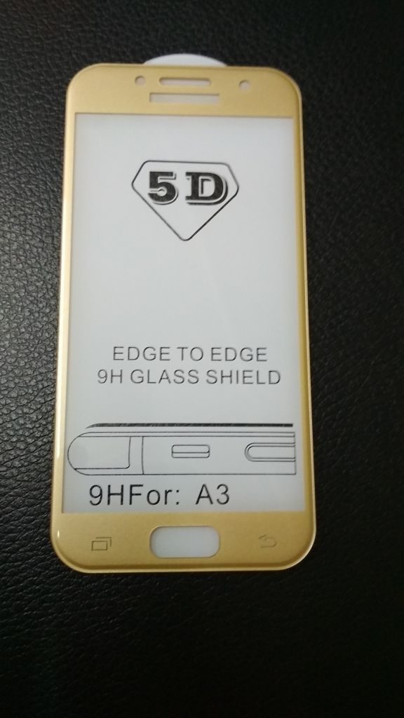 Защитное стекло 5D для Samsung A320 A3 (2017) gold - фото фото фото 0