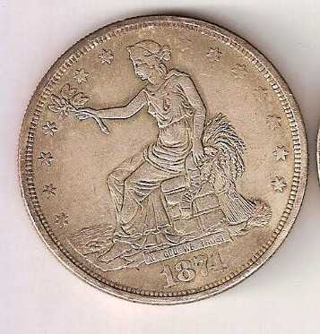 Монета 1 Доллар США 1874 CC Trade Dollar - фото фото фото 0