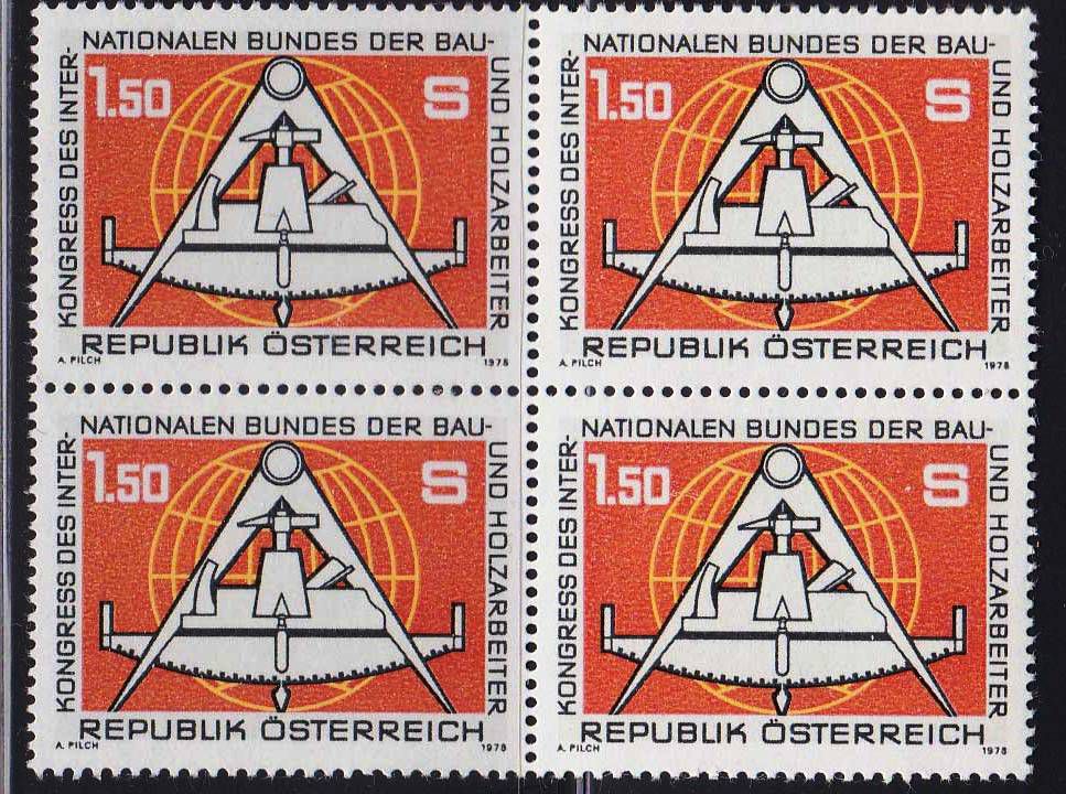 ZM Австрия  1978 г   MNH - квартблок - фото фото фото 0