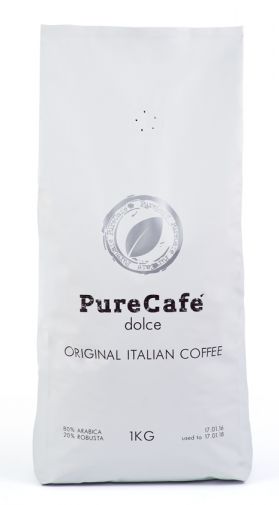 Кофе PureCafe Dolce, 80% Арабики, 20% Робусты, зерно, Италия, 1кг. - фото фото фото 3
