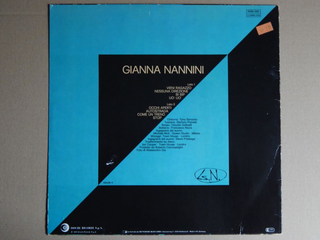 Gianna Nannini ‎– G.N.   (Ricordi ‎– 0065.020, Germany) EX+/EX+ - фото фото фото 1
