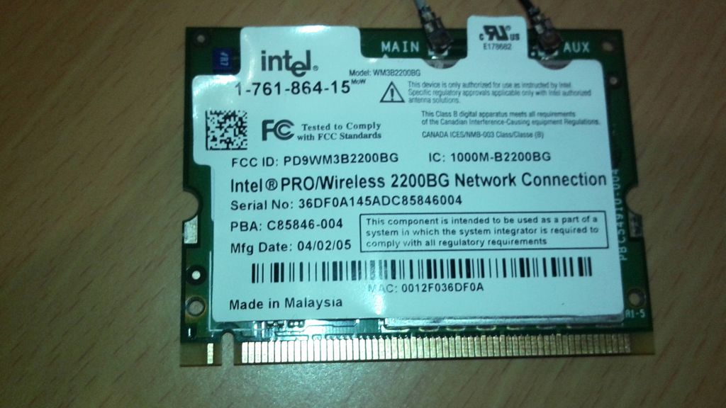 Wi-Fi и Bluetooth Intel PRO/Wireless 2200BG - network adapter - фото фото фото 0