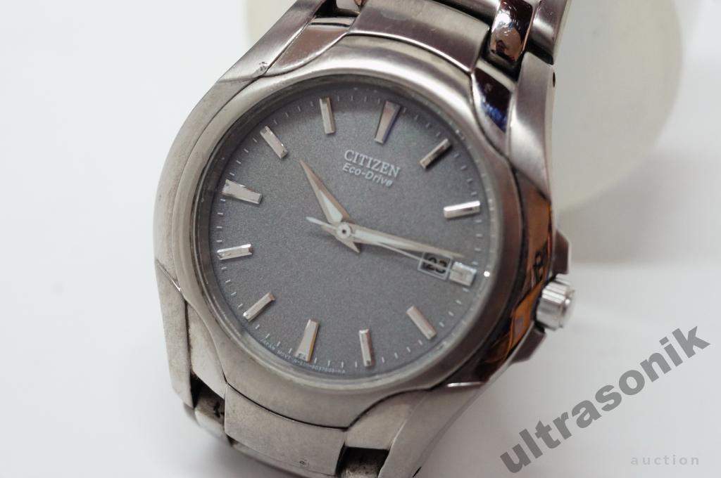 Годинник TITANIUM CITIZEN Eco-Drive 100м. дата серый циферблат №2 Вживане - фото фото фото 4
