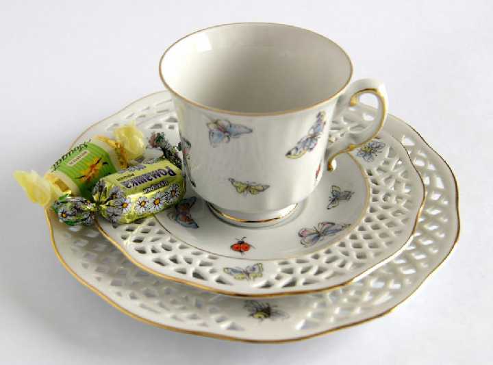 Чашка, блюдце, тарелка Бабочки фарфор Burg Lindau - фото фото фото 1