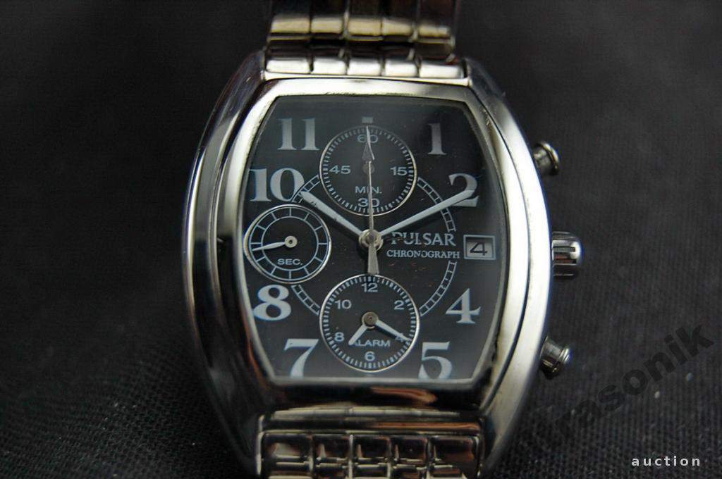 Годинник наручний хронограф PULSAR WR 30м мех.Seiko кал.7T62 черный Japan Вживане - фото фото фото 0