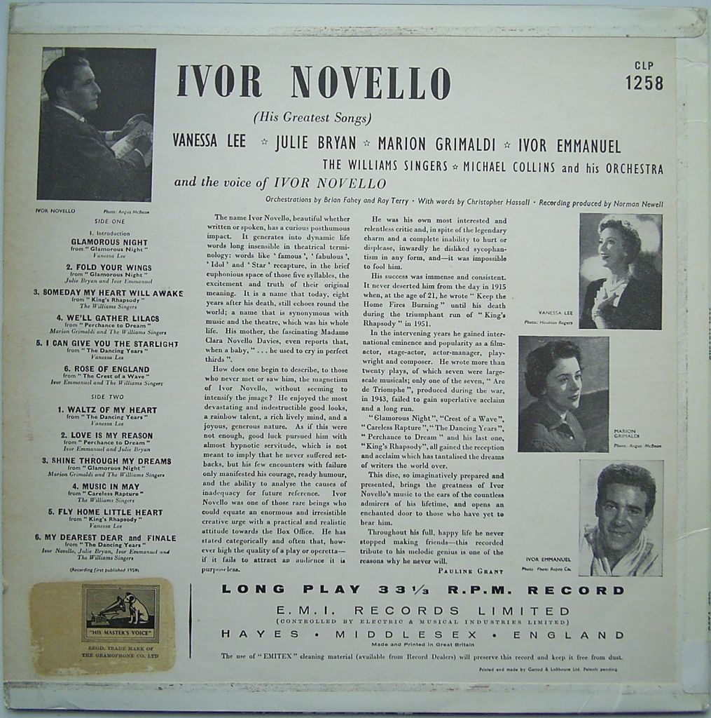 IVOR NOVELLO  (His Greatest Songs)  LP EX-/EX - фото фото фото 1