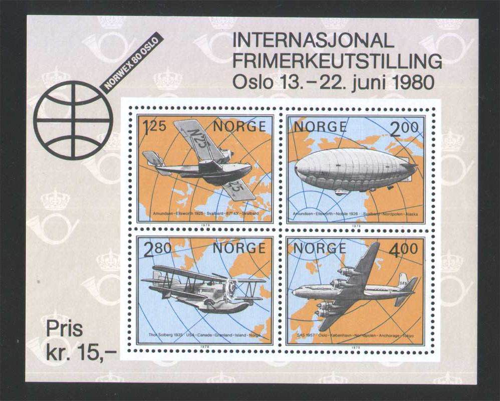 Авиация . Норвегия 1980 г MNH - блок - фото фото фото 0