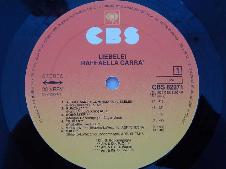 Raffaella Carrà ‎– Liebelei    (CBS ‎– CBS 82271, Germany) EX+/EX+ - фото фото фото 2