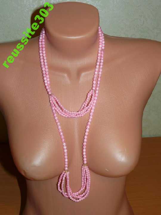 Бусы ожерелье пластмасса розовые. Оригинальные! - фото фото фото 1