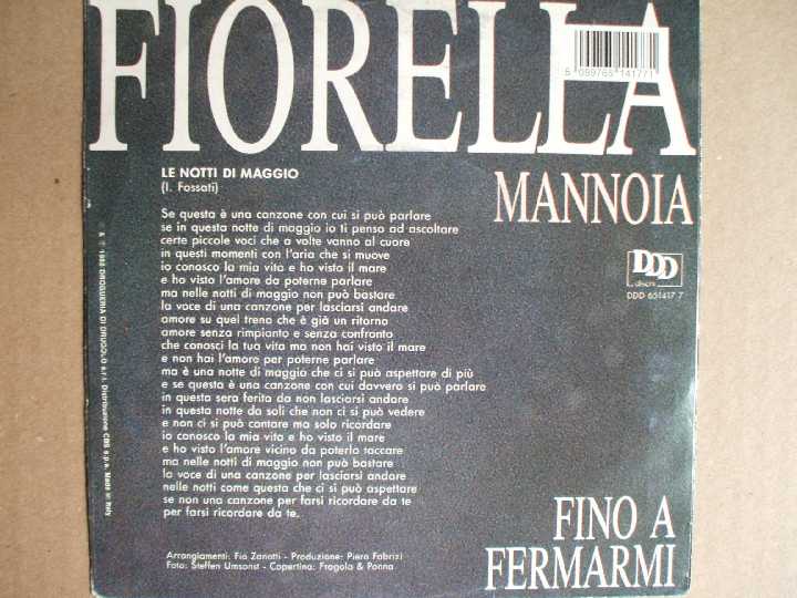 Fiorella Mannoia-Le Notti Di Maggio (7") EX+ - фото фото фото 1