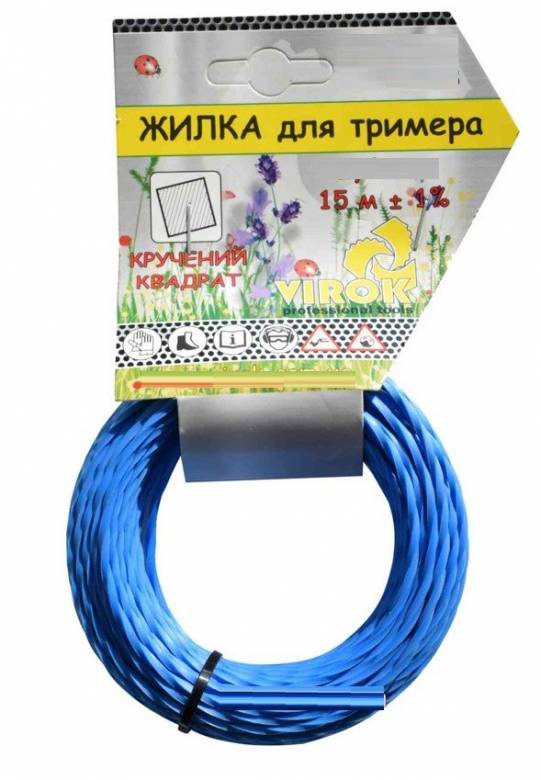 Леска для тримера Кручений КВАДРАТ TM VIROK :  2.4 мм, l 15 м VR-10V013 - фото фото фото 0